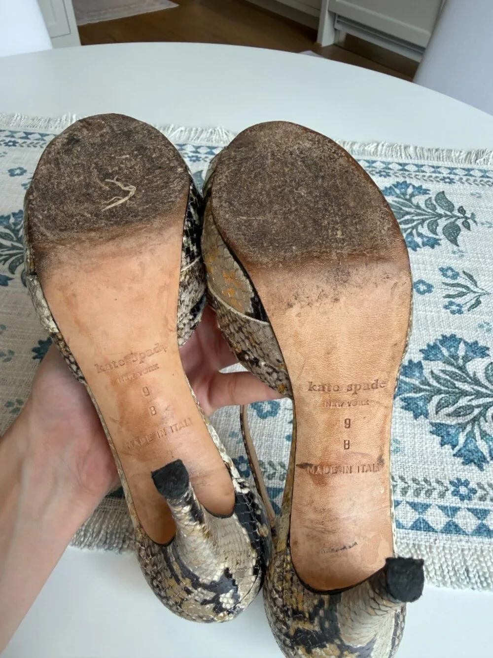Kate Spade Platform Snakeskin Heels | Strappy | Open Toe | Womens Size 9
